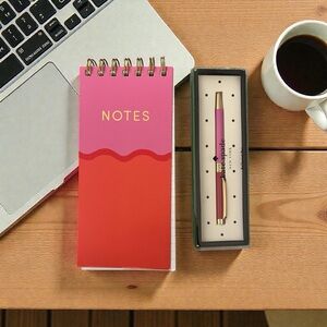 Unbranded Red and Pink Spiral Notebook with Matching Kate Spade Pen - New